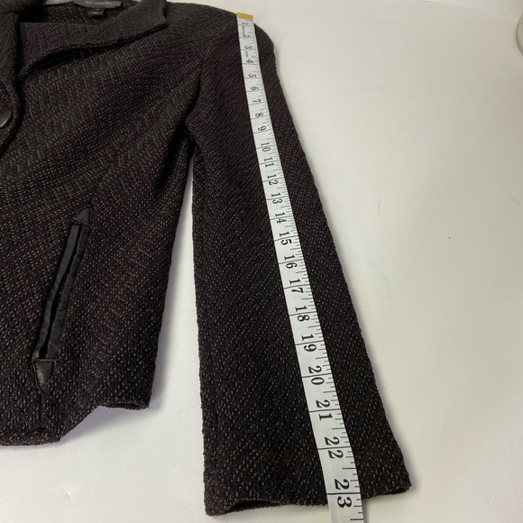St. John Tweed Knit Suit Brown/Tan w/ Leather Trim - Picture 8 of 9